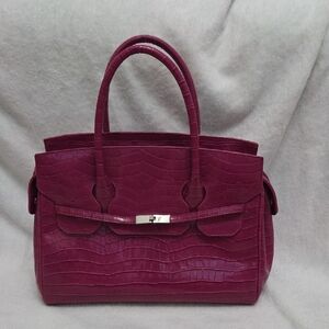 Worthington Crocodile-Embossed Fuchsia  Handbag